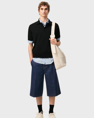Blue Cotton Loose Bermuda Shorts - Indigo