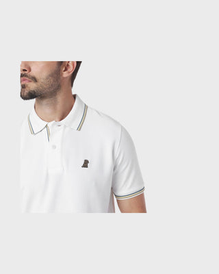 Men's Multi Striped Polo Shirt - Brilliant White A287