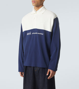 Embroidered LS Polo - Blanc Creme/Encre