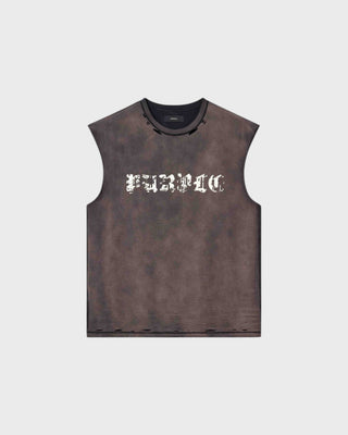 Worn Gothic Tank Top - Black