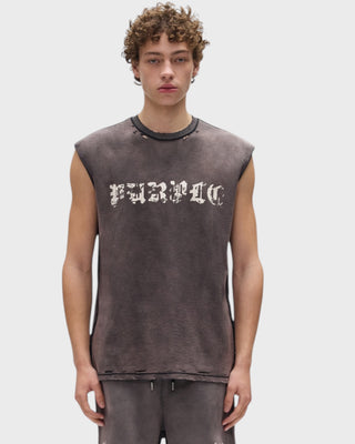 Worn Gothic Tank Top - Black