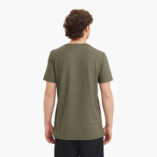 Men's Piqué Crew Neck T-Shirt - Burnt Olive/White