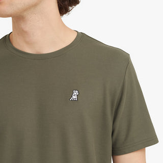 Men's Piqué Crew Neck T-Shirt - Burnt Olive/White