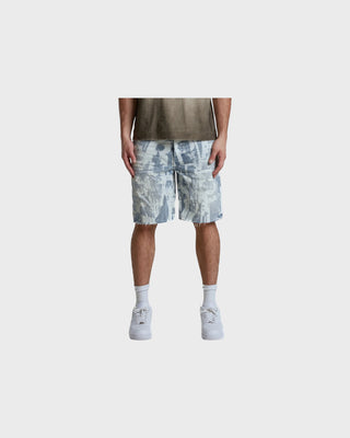 P059 Grunge Print Shorts - Indigo