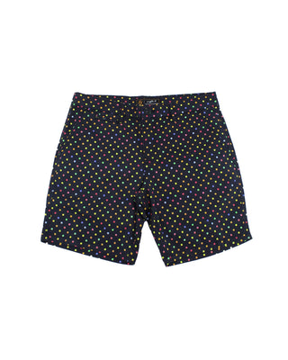 Shorts with Colorful Plaid Print - Black