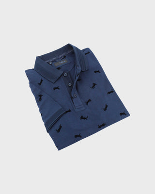 Polo Shirt With Cheetah Print - Navy Blue