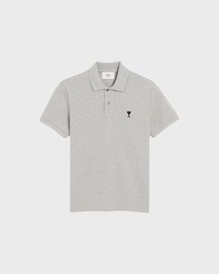 Grey Cotton Polo With Ami De Coeur GRIS CENDRE CHINÉ