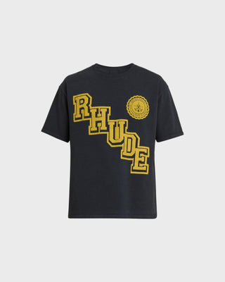 Rhude Collegiate Crest Tee - Vintage Black/Yellow