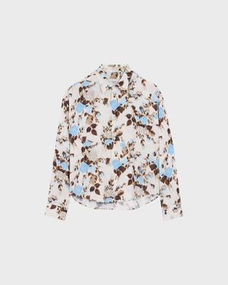 Blue Flower Printed Boxy Shirt - Sky/Ivory