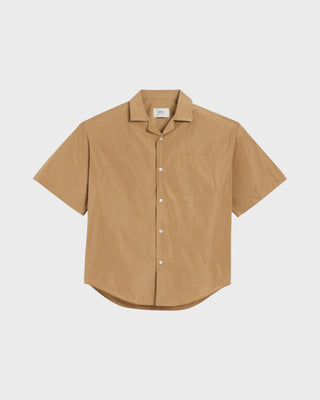Taffetas Short Sleeved Boxy Shirt - Camel