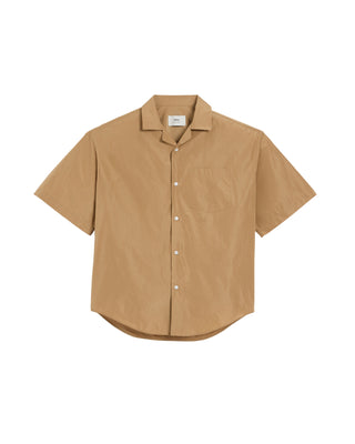 Taffetas Short Sleeved Boxy Shirt - Camel