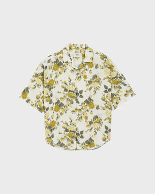 Green Flower Printed SS Ami Camp Shirt - Lime Green/Ivory