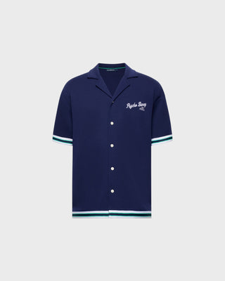 Basil Taped Camp Collar - Evening Blue