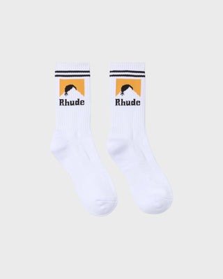 Striped Moonlight Sock - White/Black/Yellow