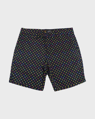 Shorts with Colorful Plaid Print - Black
