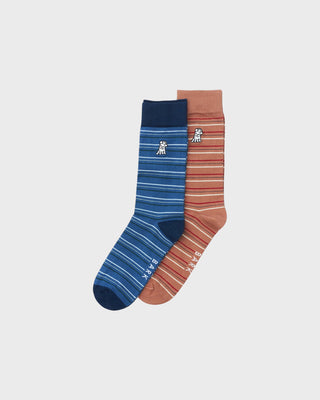 Men's 2 Pack Striped Socks Blue/Red