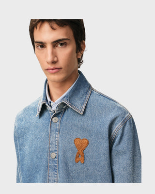 Cotton Knitted Ami de Coeur Overshirt - Used Blue