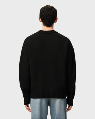Wool Crewneck Sweater with Contrasted Ami de Coeur - Black/Red