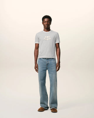 Ami Paris Patch SS TShirt - Gris Chine/Blanc Creme