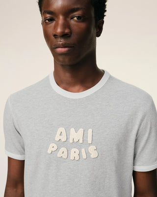 Ami Paris Patch SS TShirt - Gris Chine/Blanc Creme