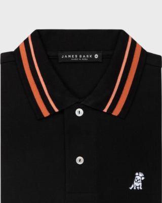 Men's Striped Accents Pique Polo Shirt - Black A11