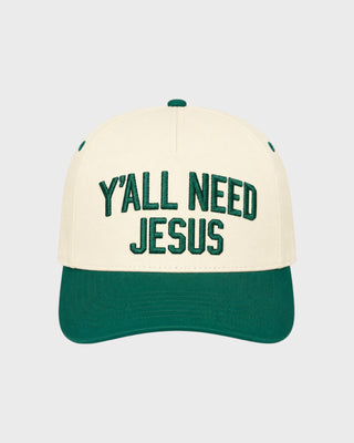 Y'ALL NEED JESUS TRUCKER HAT - DK GREEN