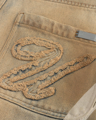 Holy State Stripe Denim Shorts - Sand Blue