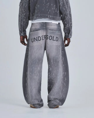 Holy State UNDRGLD Ripped Barrel Jeans Pants - Washed Gray