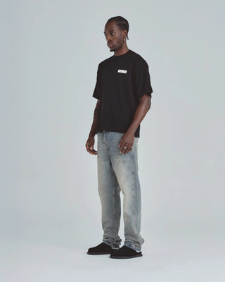 Line Basic Label Boxy Fit Tshirt - Black