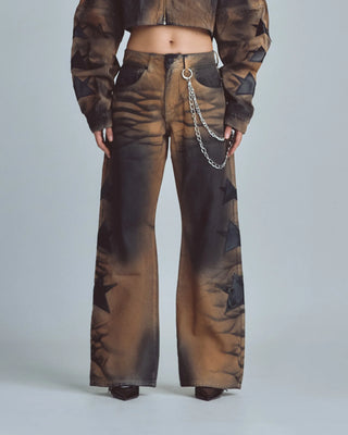 Stardust Stars Wide Jeans - Vintage Brown