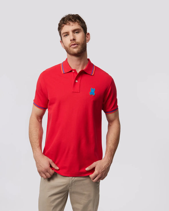 Men's Banks Pique Fashion Polo- Ruby Red