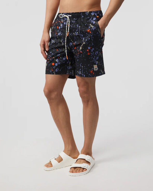 Men's Waverly Splatter Swim Shorts - Black