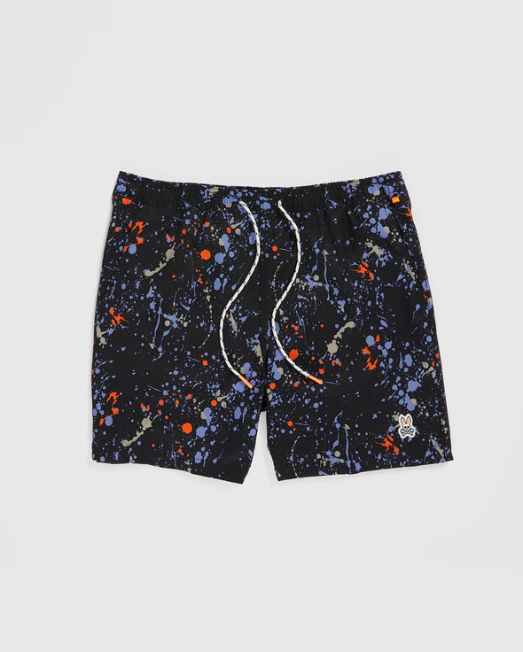 Men's Waverly Splatter Swim Shorts - Black