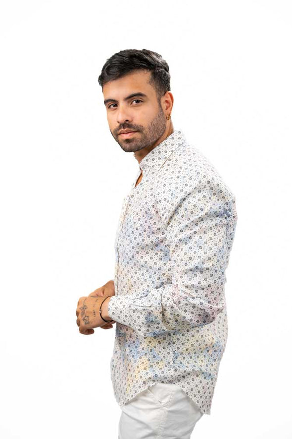 Eight-X L/S Shirt- Linen Multi Flower