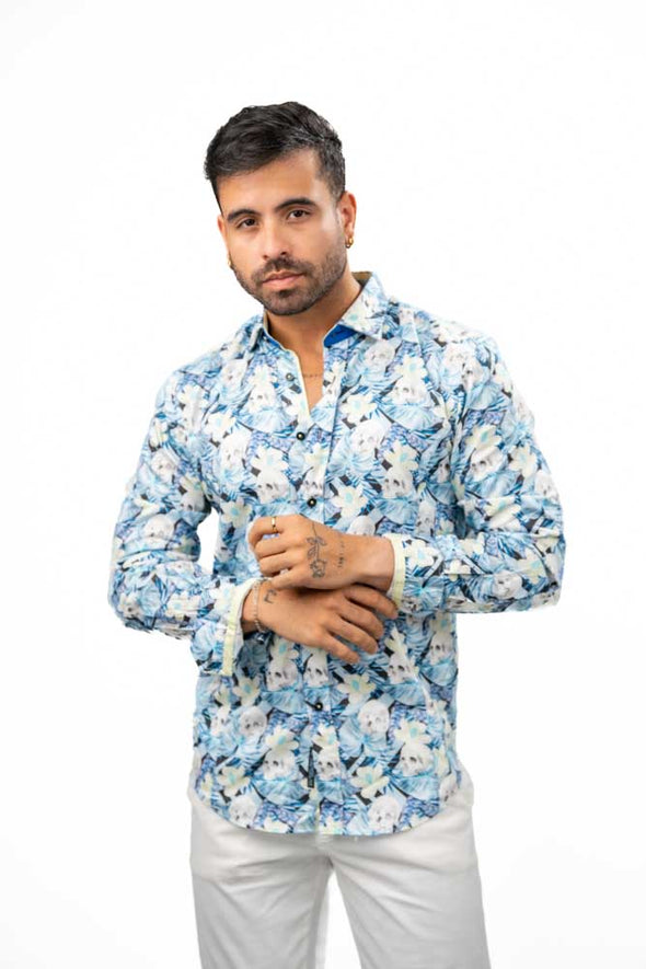 Eight-X L/S Shirt- Skull Flower