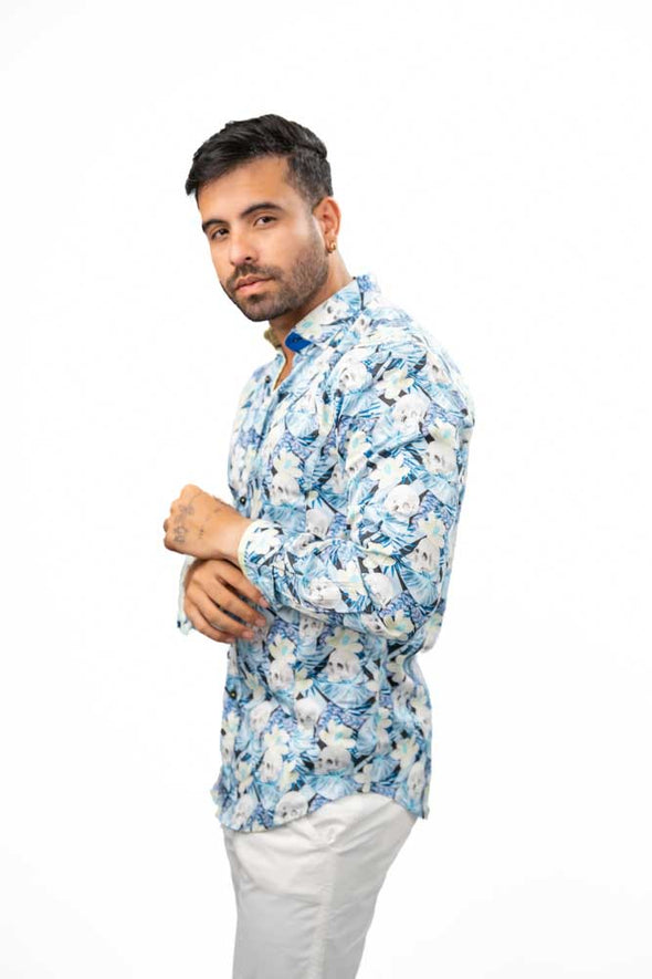 Eight-X L/S Shirt- Skull Flower