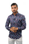 Eight-X L/S Shirt- Purple Flowers Navy