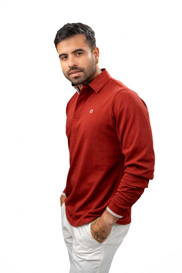 Serge Blanco Polo- Manches Longues Rouge Red