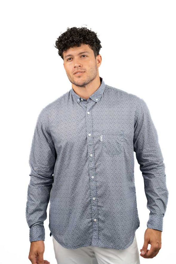 Serge Blanco Chemise- Manches Longues Bleu