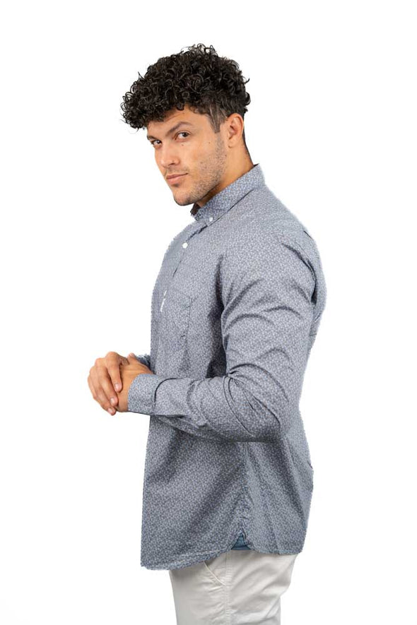 Serge Blanco Chemise- Manches Longues Bleu